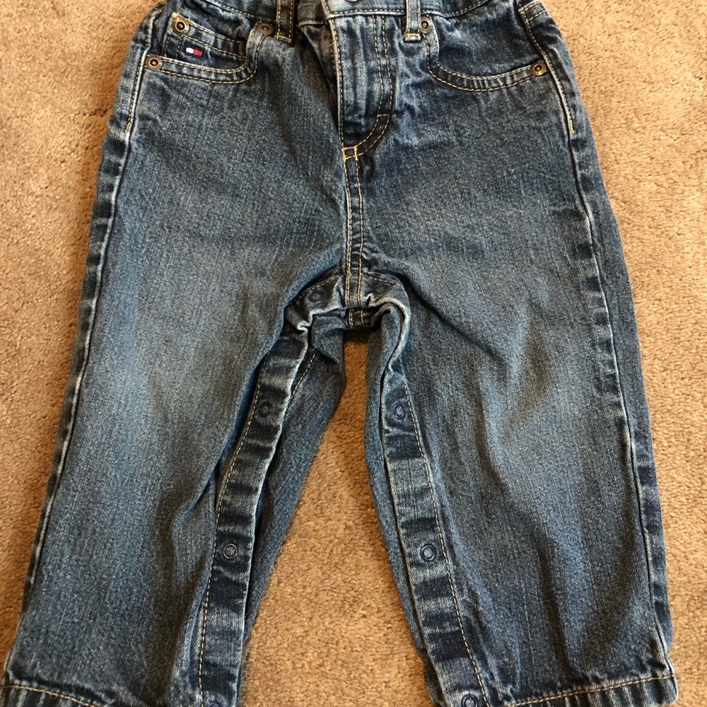 Tommy Hilfiger Toddler Dark Blue Denim Snap-Front Jeans